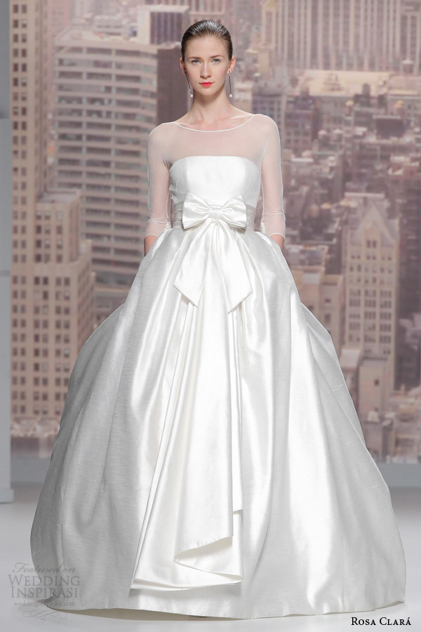 rosa clara 2015 bridal runway segovia ball gown wedding dress illusion neckline sleeves
