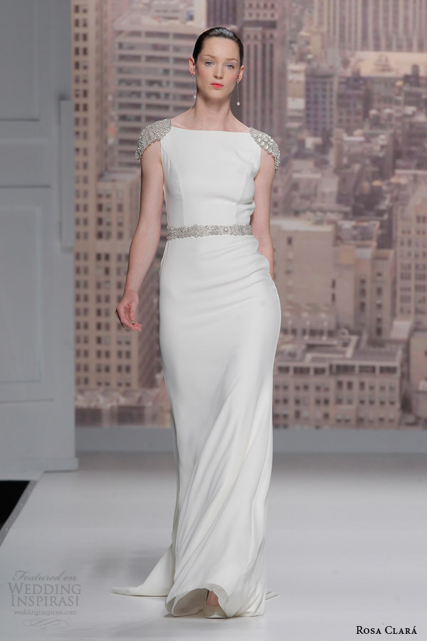 rosa clara 2015 runway saboya wedding dress beaded cap sleeves