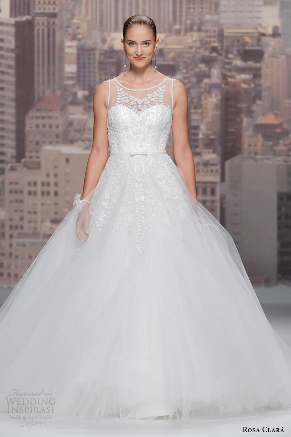 rosa clara 2015 runway siam embroidered tulle sleeveless wedding dress
