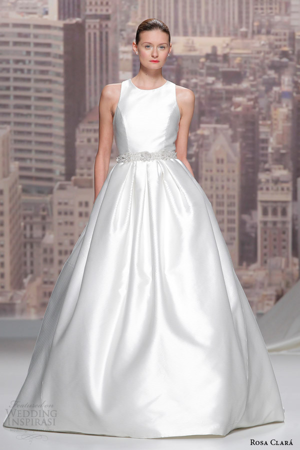 rosa clara bridal 2015 runway sleeveless wedding dress high neck