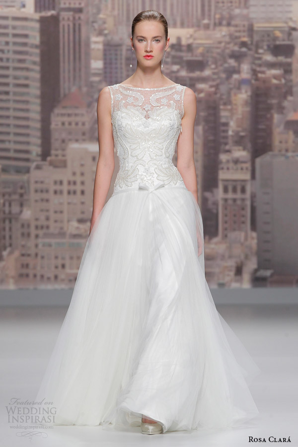 rosa clara wedding dress 2015 sleeveless gown with beaded bodice