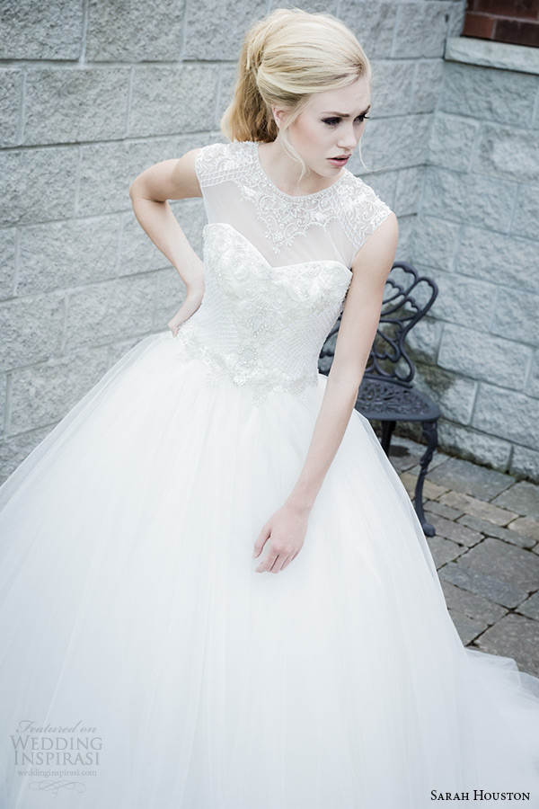 sarah houston 2015 bridal collection illusion sheer neckline ball gown wedding dress savoy