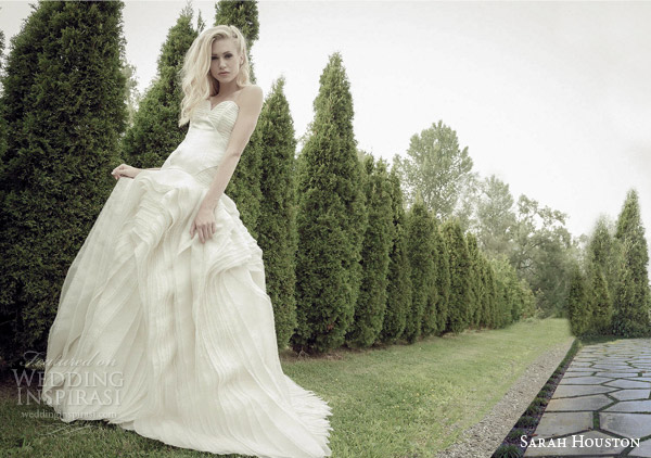 sarah houston 2015 bridal collection strapless sweetheart ball gown wedding dress romance landscape