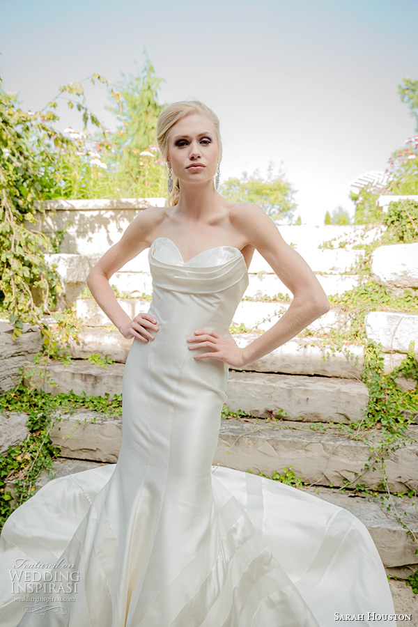 sarah houston 2015 bridal collection strapless sweetheart neckline fit and flare wedding dress garnet