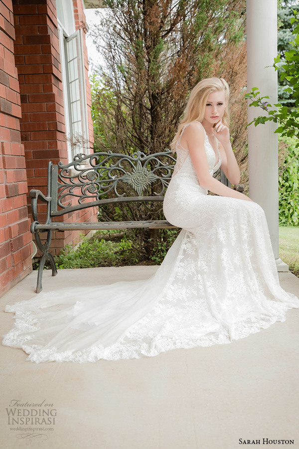 sarah houston 2015 bridal collection v neckline sheath wedding dress hudson