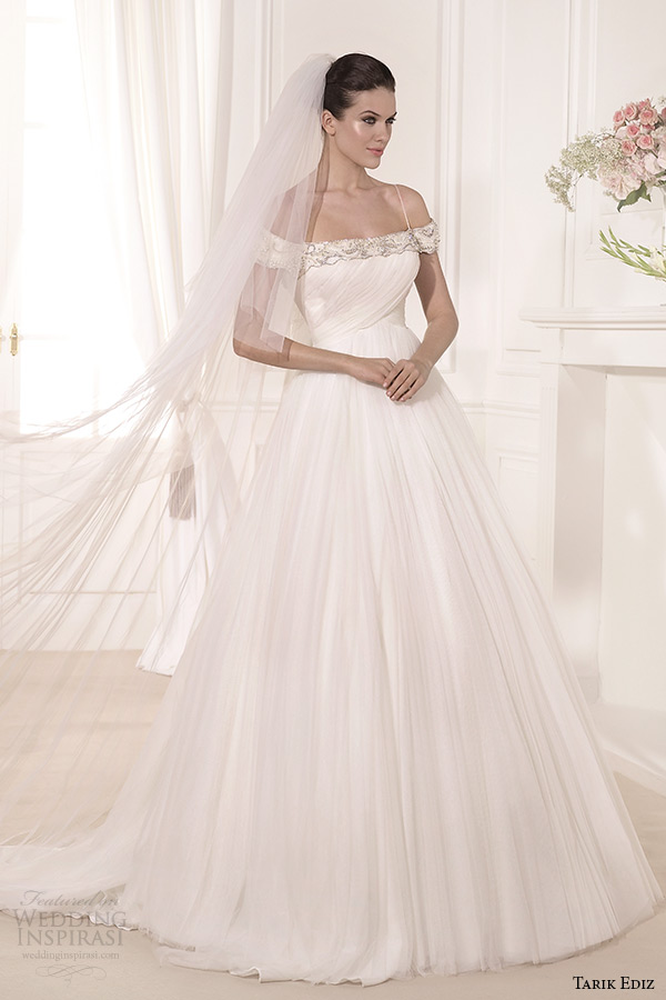 tarik ediz 2014 bridal collection off the shoulder a line wedding dress lale