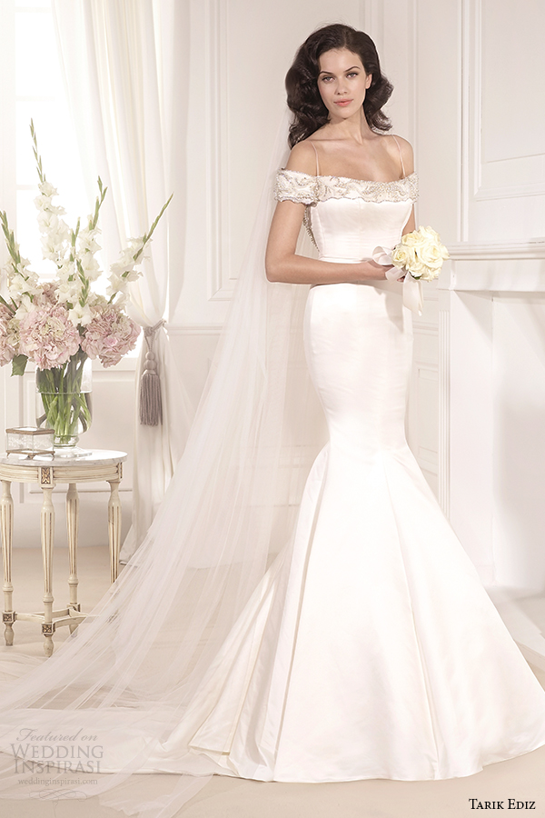 tarik ediz 2014 bridal collection off the shoulder mermaid wedding dress 1 cassandra g1133