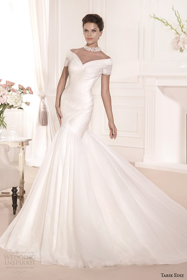 tarik ediz 2014 bridal collection off the shoulder mermaid wedding dress yosun