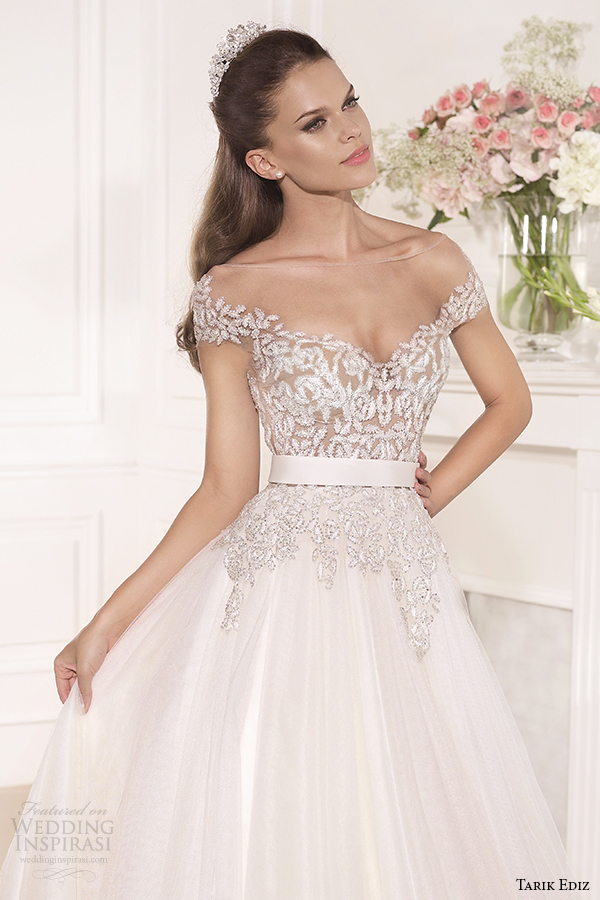 tarik ediz 2014 bridal collection off the shoulder sweetheart a line wedding dress 1 front zoom gul