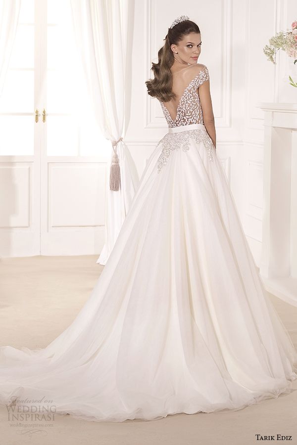 tarik ediz 2014 bridal collection off the shoulder sweetheart a line wedding dress back gul