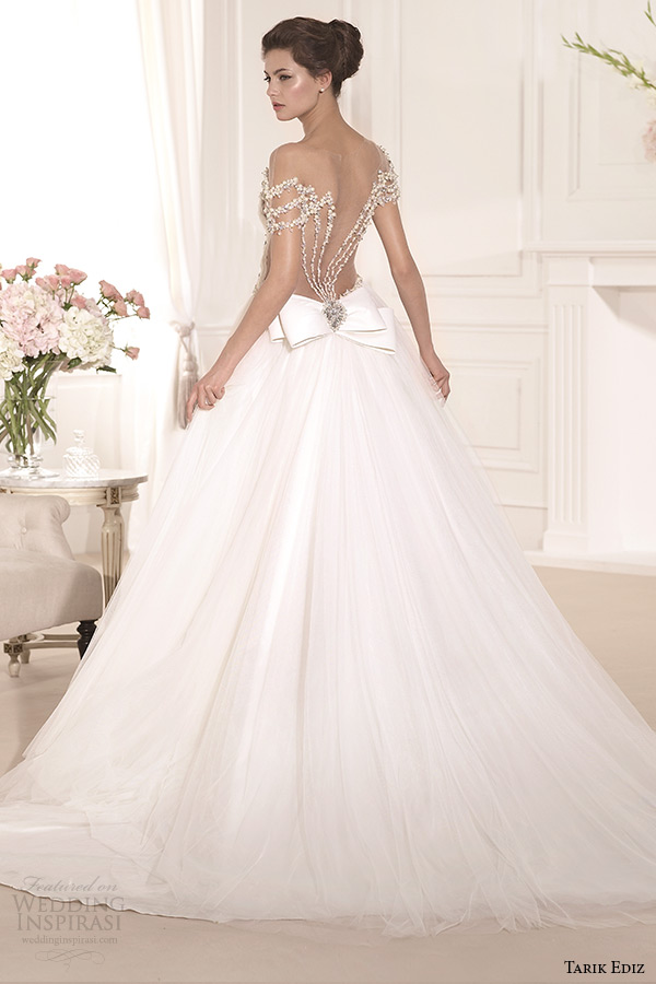 tarik ediz 2014 bridal collection off the shoulder sweetheart a line wedding dress inci back