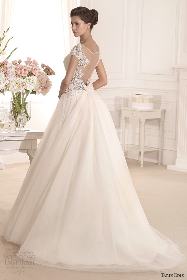 tarik ediz 2014 bridal collection scoop a line back view wedding dress akasya g1120