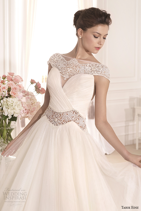 tarik ediz 2014 bridal collection scoop a line wedding dress front view zoom akasya g1120