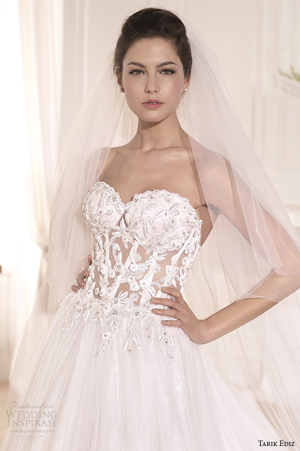 tarik ediz 2014 bridal collection strapless sweetheart a line wedding dress front zoom muge