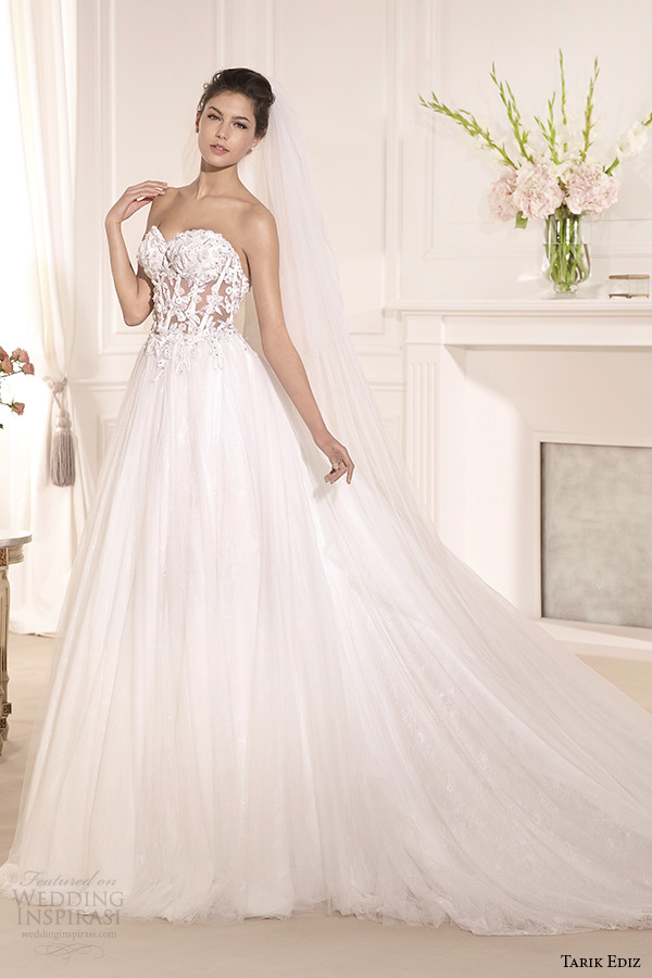 tarik ediz 2014 bridal collection strapless sweetheart a line wedding dress muge