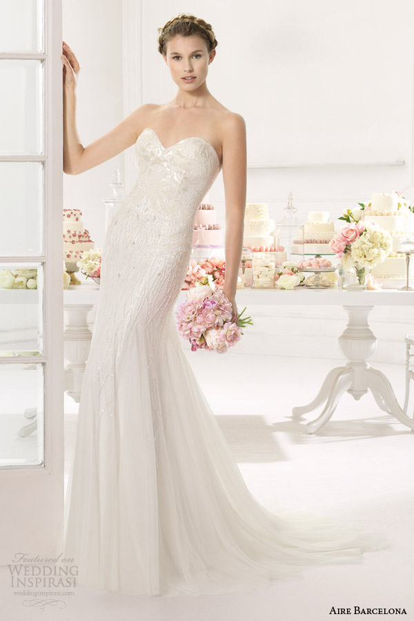 aire barcelona bridal 2015 ainoa strapless wedding dress