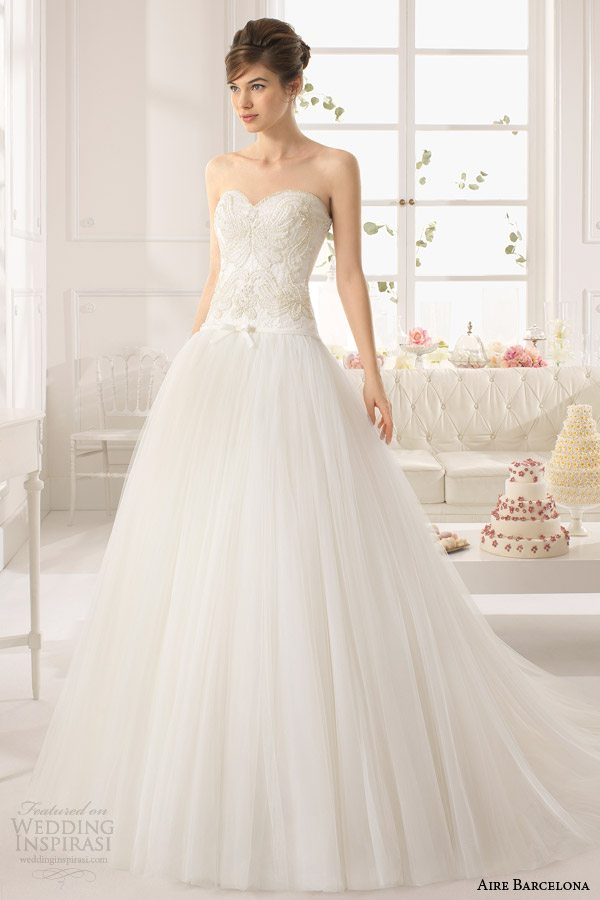 aire barcelona wedding dresses 2015 atrezzo strapless ball gown drop waist