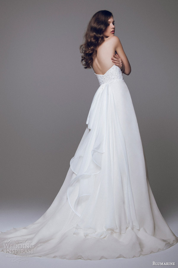 blumarine bridal 2015 strapless wedding dress beaded bodice back view train