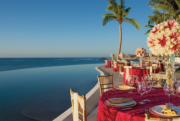 destination weddings secrets marquis los cabos elegant wedding reception infinity pool