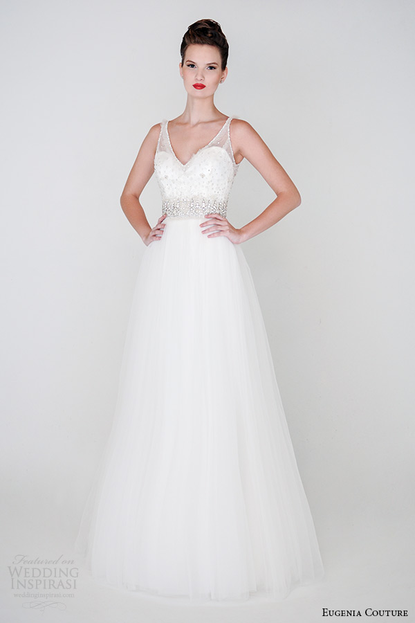 eugenia couture spring 2015 collection sheer strap heartshape neckline a line wedding dress willa 3933