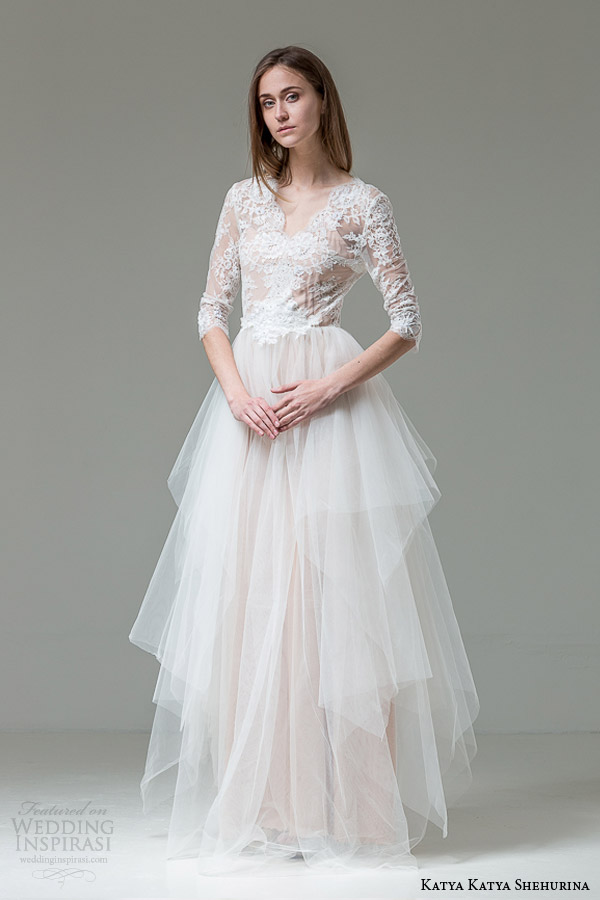 katya katya shehurina 2015 bridal patrizia blush wedding dress sleeves 1