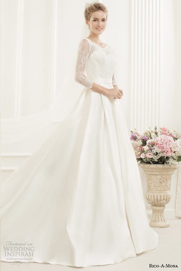 rico a mona bridal illusion long sleeve princess ball gown wedding dress