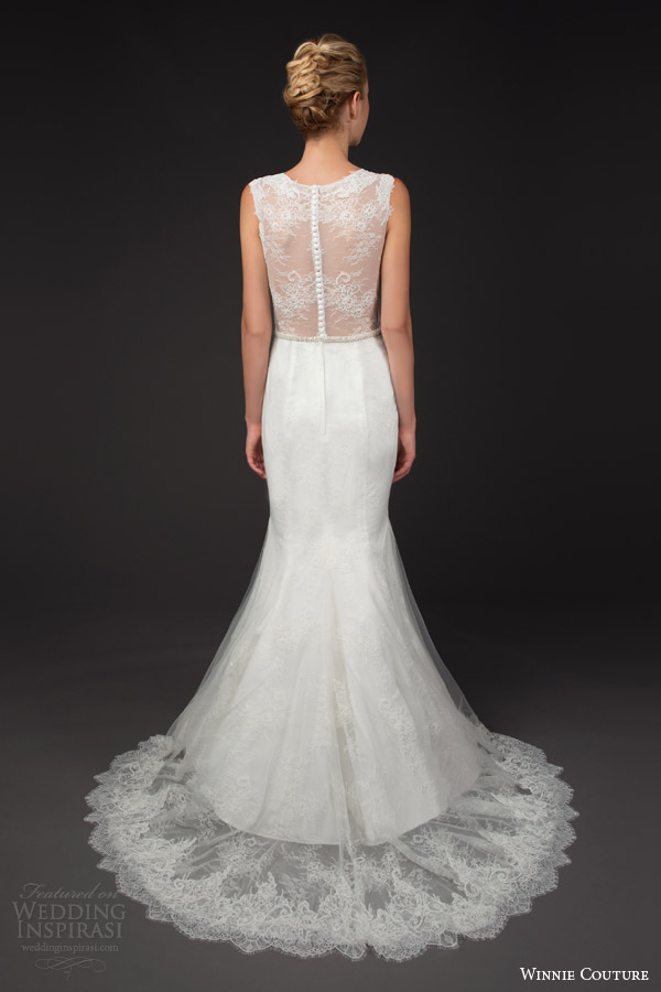 winnie couture 2014 blush label fran trumpet wedding dress straps queen anne neckline illusion back train