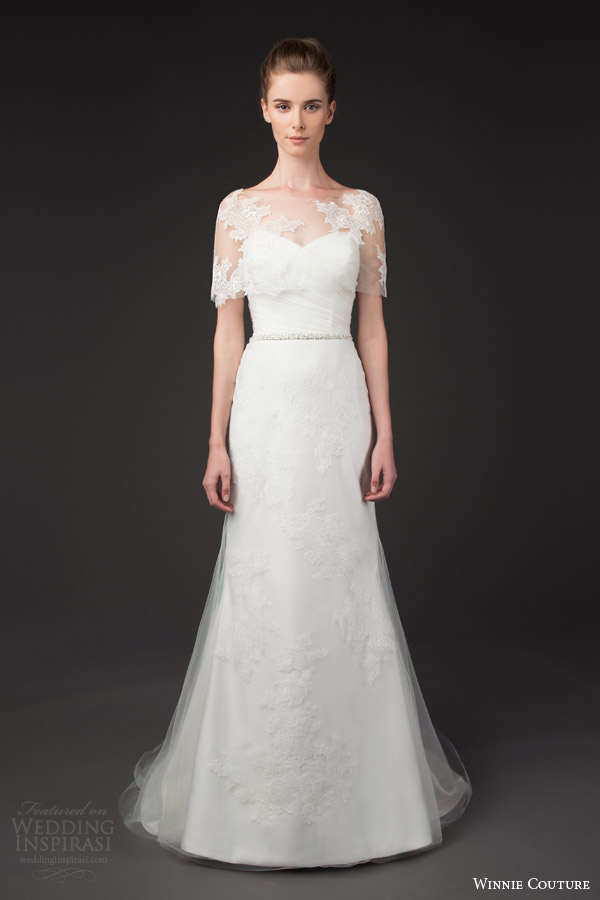 winnie couture bridal 2014 diamond label 3194 brittney wedding dress sheer lace overlay