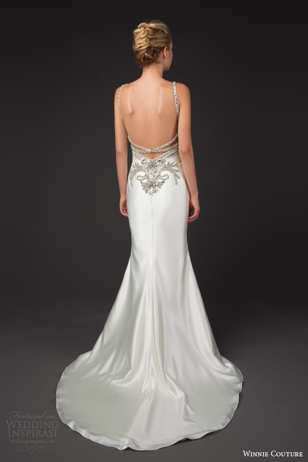 winnie couture bridal 2014 diamond label 3196 venita trumpet wedding dress embellished straps back view