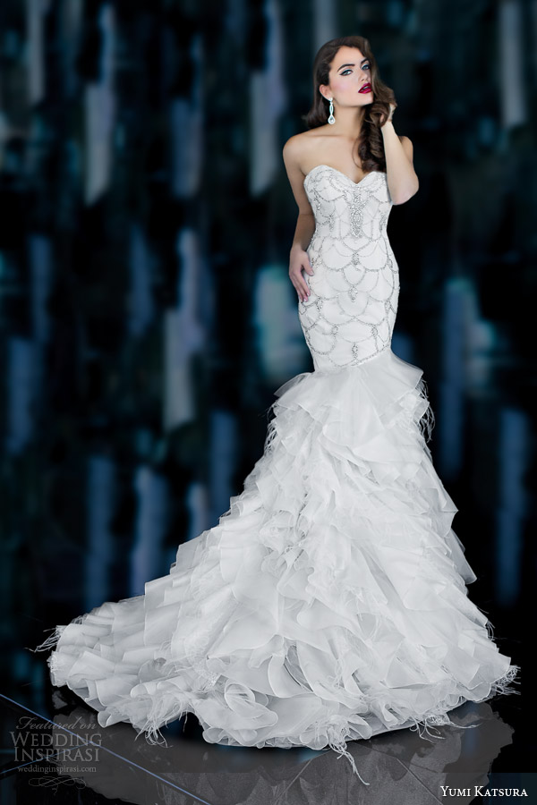 yumi katsura 2015 isis strapless embellished wedding dress mermaid silhouette