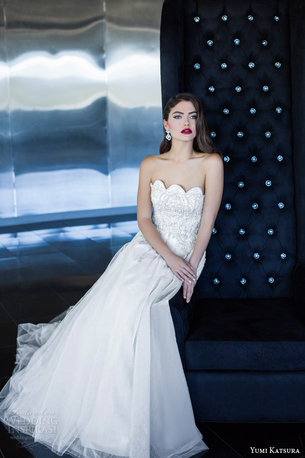 yumi katsura 2015 vesta strapless wedding dress scalloped neckline