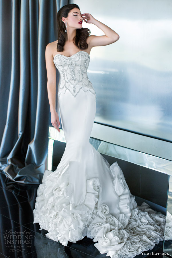 yumi katsura bridal 2015 fortuna strapless mermaid wedding dress