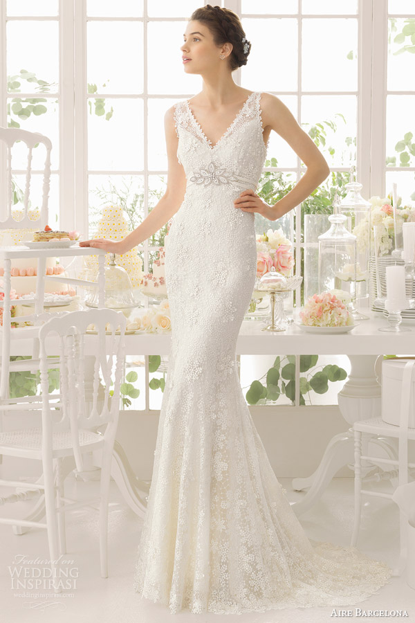 aire barcelona bridal 2015 adaggio sleeveless sheath wedding dress