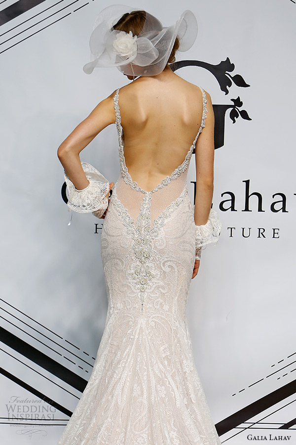 galia lahav fall 2015 bridal bustier spagetti strap sheath low cut back wedding dress style isadora back