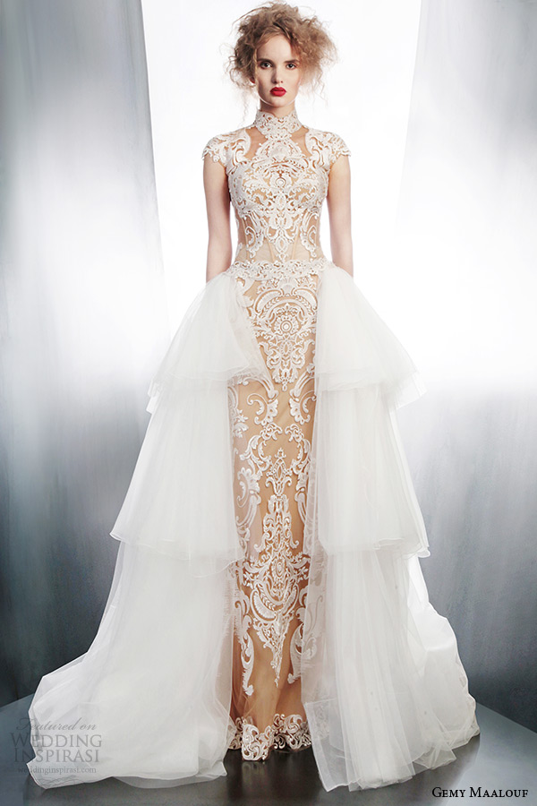 gemy maalouf wedding dress winter 2015 bridal separates 3968 top 4157 skirt 4178 overskirt