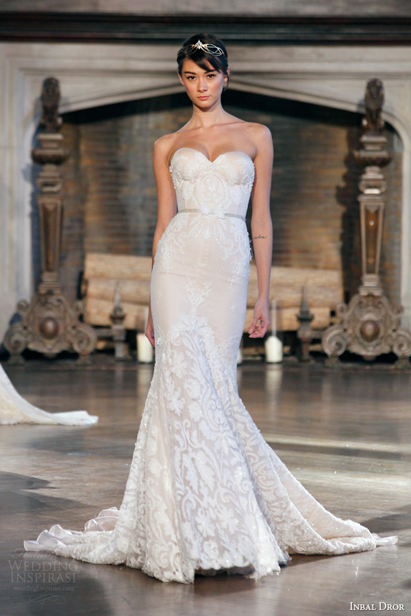 inbal dror bridal fall winter 2015 gown 9 strapless mermaid wedding dress train