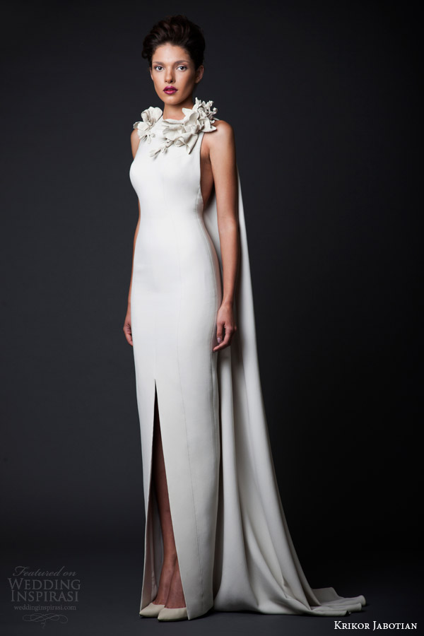 krikor jabotian couture fall winter 2014 2015 amal sleeveless column gown slit side