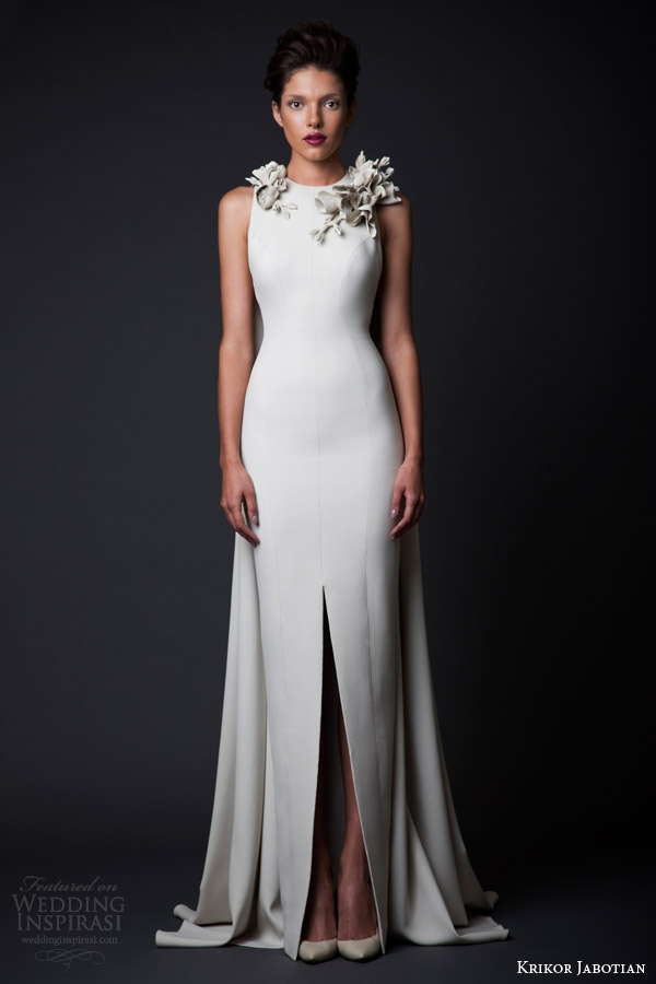 krikor jabotian couture fall winter 2014 2015 amal sleeveless column gown slit