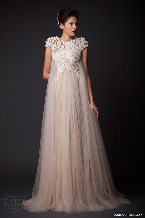 krikor jabotian fall winter 2014 2015 amal wedding dress cap sleeves