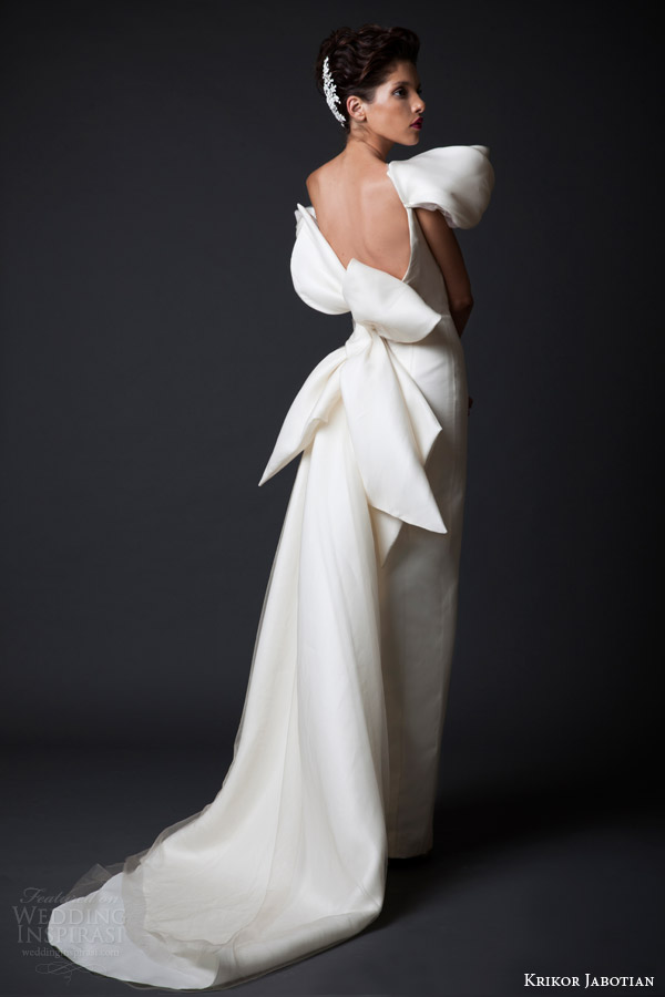 krikor jabotian wedding dresses fall winter 2014 2015 amal couture collection off shoulder gown oversized bow back view