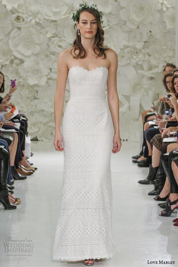 love marley bridal spring 2015 lana strapless lace wedding dress