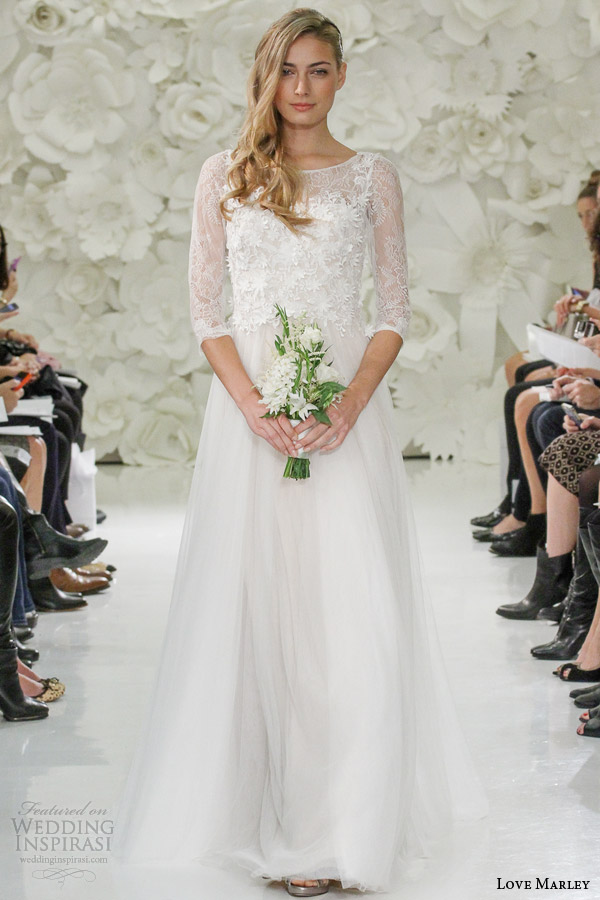 love marley watters bridal spring 2015 heirloom lace three quarter sleeve wedding dress