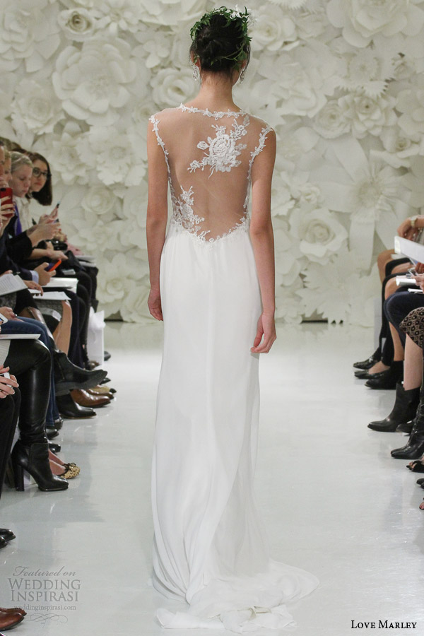 love marley watters bridal spring 2015 rosalie georgette sheath wedding dress illusion straps back view