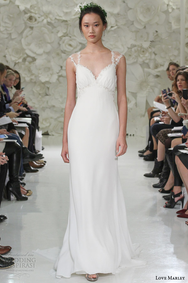 love marley watters bridal spring 2015 rosalie georgette sheath wedding dress illusion straps