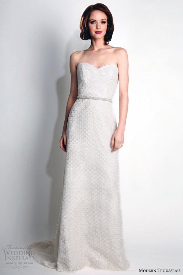 modern trousseau bridal fall 2015 kush strapless modified a line gown x o beading motif