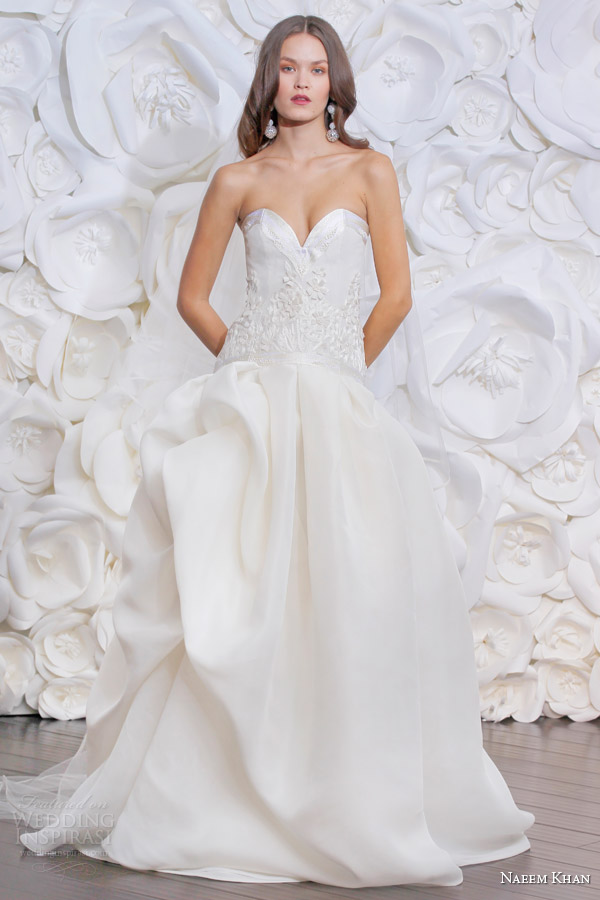 naeem khan bridal fall 2015 plaza strapless sweetheart ball gown wedding dress