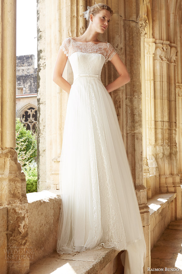 raimon bundo 2015 natural bridal collection mar cap sleeve wedding dress