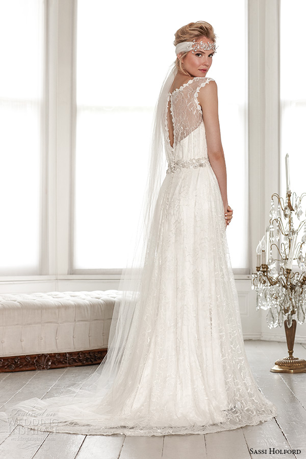 sassi holford wedding dress 2015 bridal signature collection boat illusion neckline keyhole back a line dress with belt style maya back