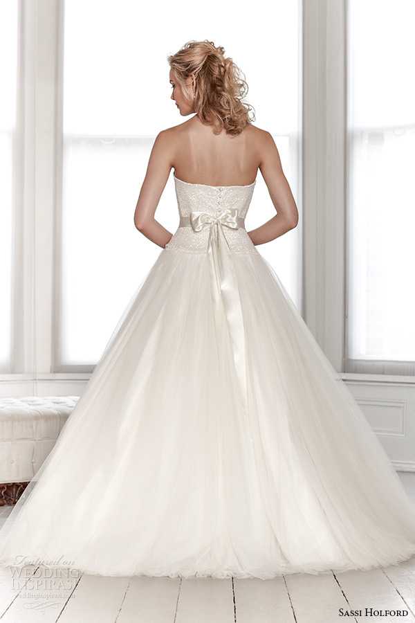 sassi holford wedding dress 2015 bridal signature collection semi sweetheart shimmering top tulle skirt with belt dress style summer back