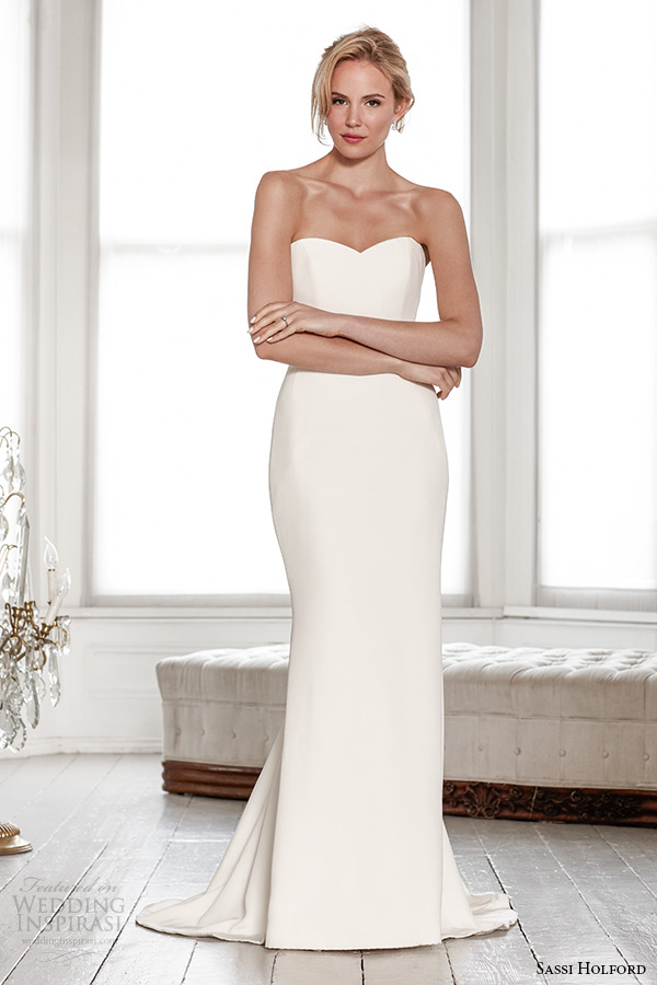 sassi holford wedding dress 2015 bridal signature collection strapless sweetheart neckline sheath dress style jessica